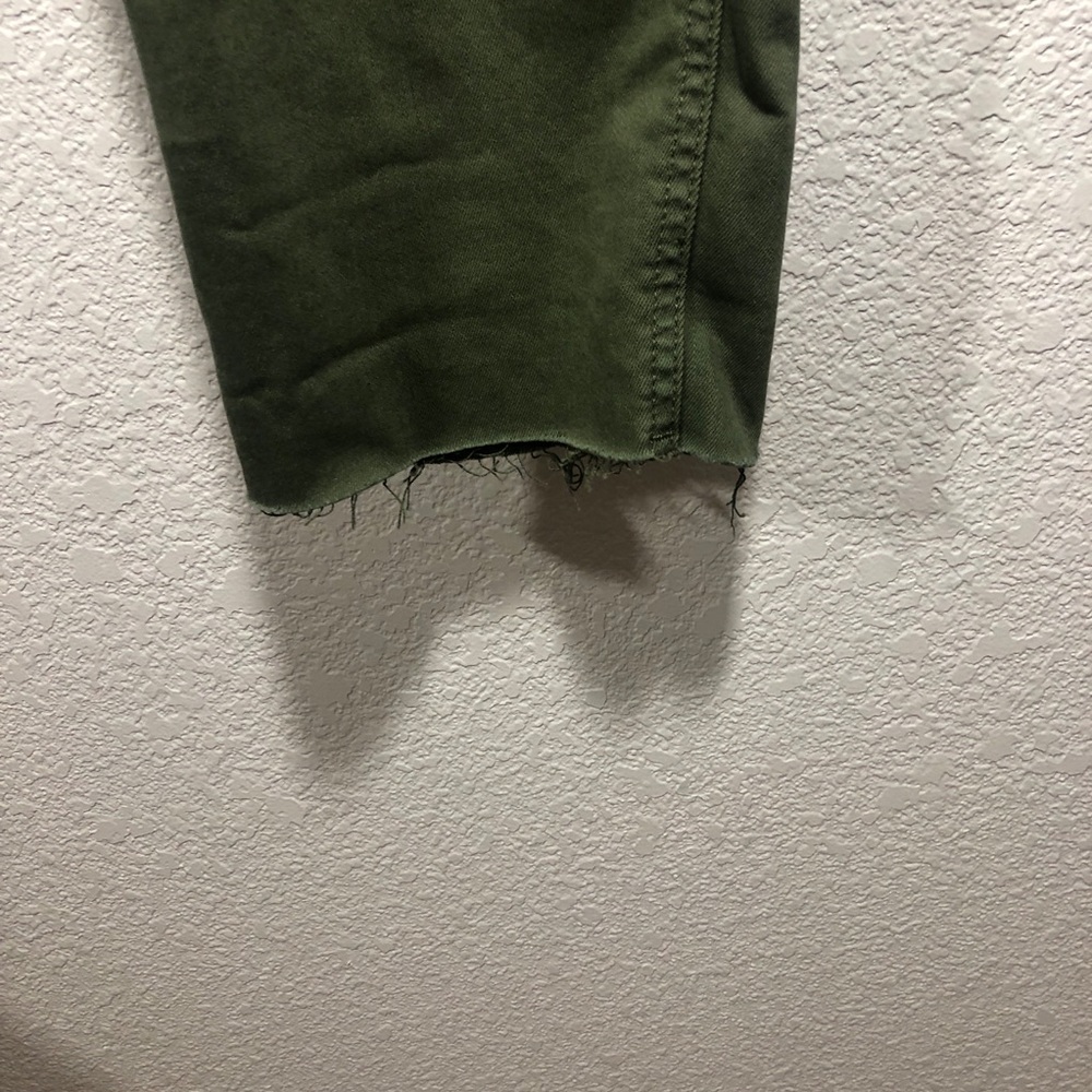 Army Green Raw Hem Straight Leg Mid Rise Jeans 18 - Picture 3 of 7